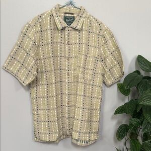 Woolrich Men's Beige and Green Checkered Shirt